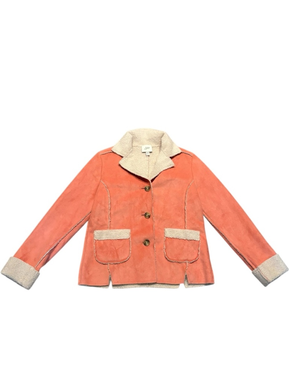 J. Jill peachy pink microfiber button up jacket xxs suede like